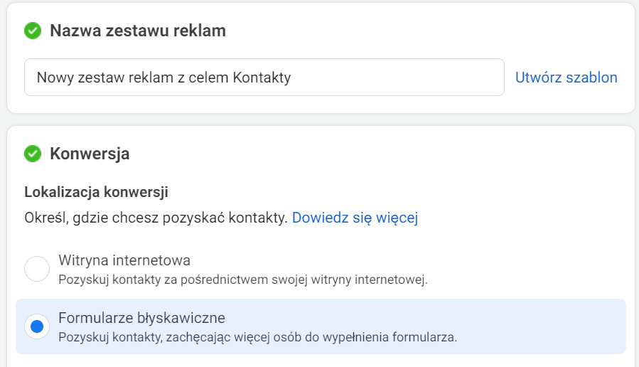 zestaw reklam formularze błyskawiczne